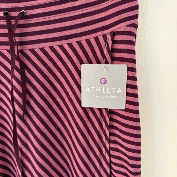 Athleta Women’s S Faux Wrap Skirt Striped Pink Purple Mid Length NWT - Picture 2 of 9